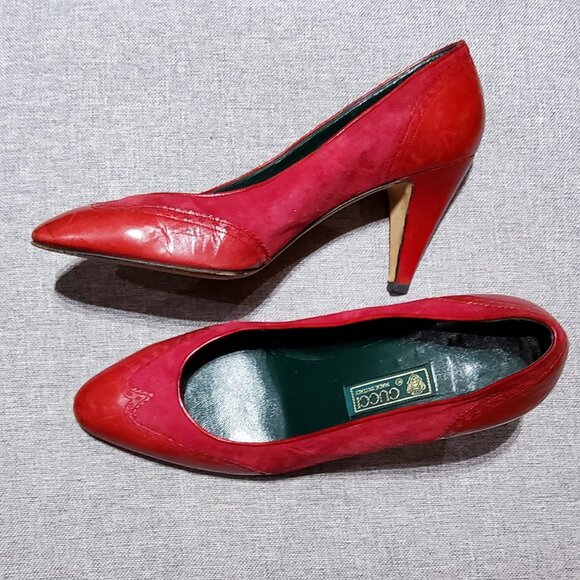 GUCCI Leather and Suede Shoes Size 36 Heels 3" - Picture 1 of 7